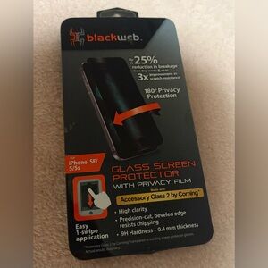 NWT BlackWeb Glass Screen Protector with Privacy Screen for iPhone SE/5/5s